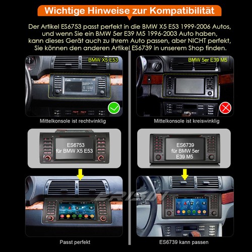 64GB Android 13 Autoradio GPS DAB+CarPlay SWC DVD DSP Wifi Canbus für BMW X5 E53 - Bild 21 von 22