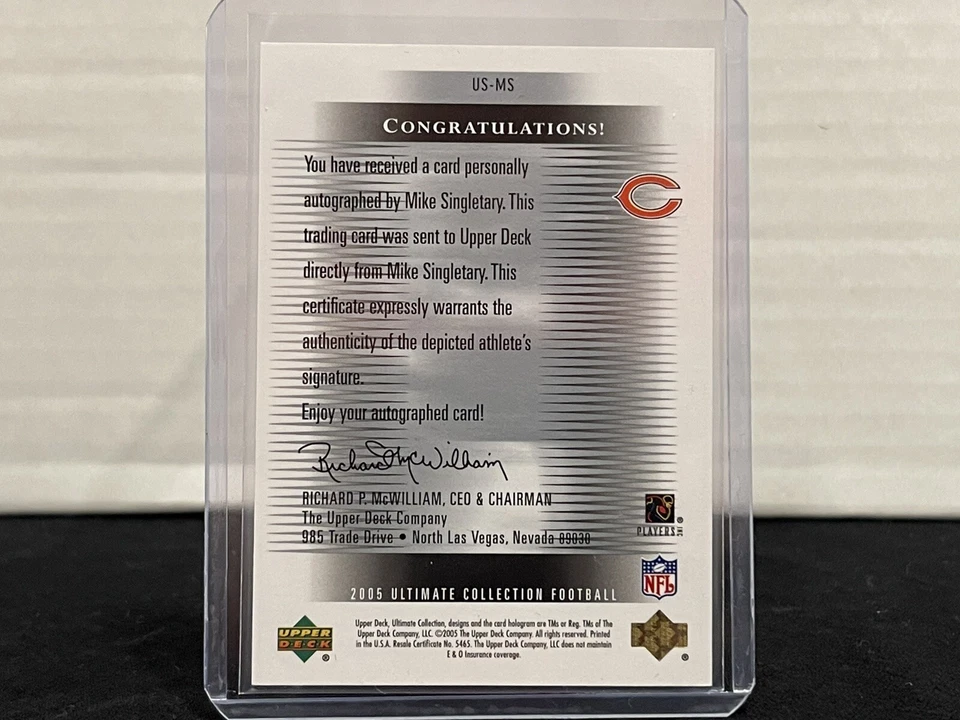 2005 Ultimate Collection Mike Singletary Auto 75 /75 Bears BOOK END (EBAY 1/1) - Image 2 of 2