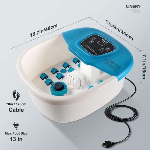 CINERY Foot Spa Bath Massager with Heat Bubbles Vibration and Pedicure Foot - Picture 6 of 7