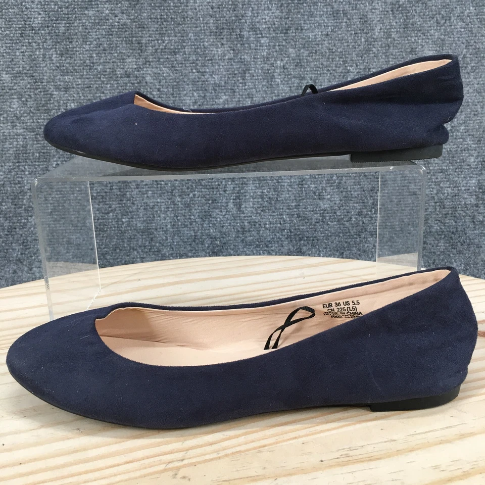 H&M Zapatos Mujer 36 Informales Ballet Pisos Cómodos Cuero Azul Sin Cordones Parte Superior Baja NUEVO Foto 2 de 4