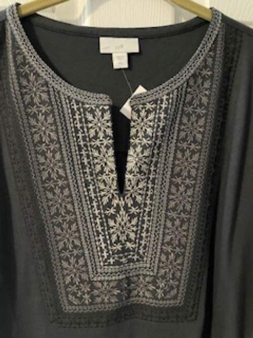 JJill Womens Tunic Gray LT Embroider Accents NWT And FREE SHIPPING jjill-womens-tunic-gray-lt-embroider-accents-nwt-and-free-shipping
