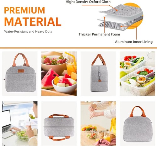 Lunch Bag for Women & Men Adult Insulated Lunch Box, Small Leakproof Cooler Food - Picture 6 of 6