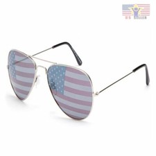 USA American Flag Aviator Sunglasses US Stars Stripes 4th of July UV 400 UVB