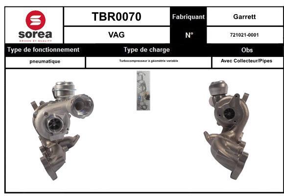 Turbocompresseur SNRA TBR0070 suralimentation moteur VW Golf IV et Bora Variant