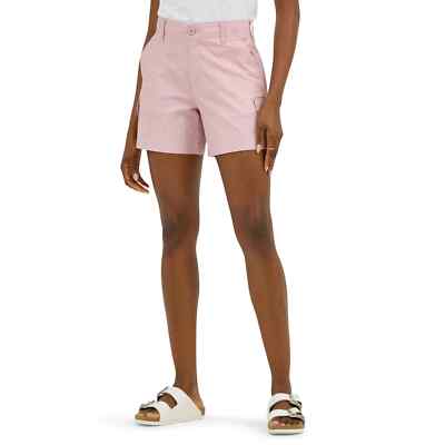 LEE Women's Mid Rise Comfort Waist Cargo 5'' Short, Color: Soft Mauve