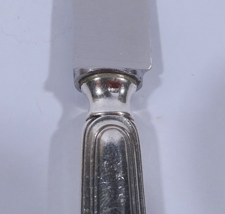 Gebr. Hepp Chippendale Speisemesser L 26 cm 90 er Silber Besteck Monogramm LB - Bild 4 von 4