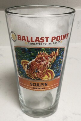 SCULPIN INDIA PALE ALE BEER PINT GLASS FISH LOGO BALLAST POINT BREWING COMPANY