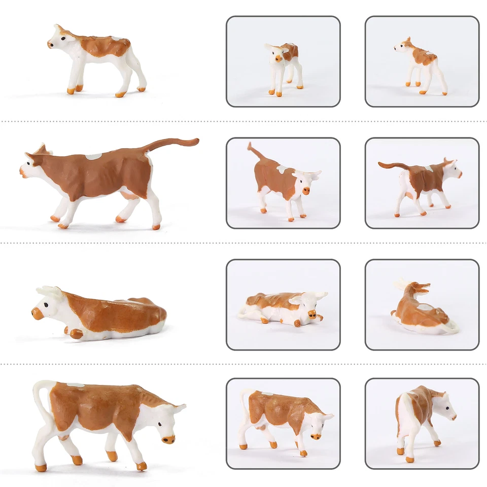 36pcs Model Trains Painted Farm Animals HO Scale 1:87 Brown Cows Cattle Shepherd - Image 2 of 4