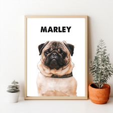 Custom Pet Portrait From Picture Personalized Art Print On Canvas Home Decor