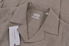 Luciano Barbera NWT Linen Casual Button Up Overshirt Size S in Solid Tan
