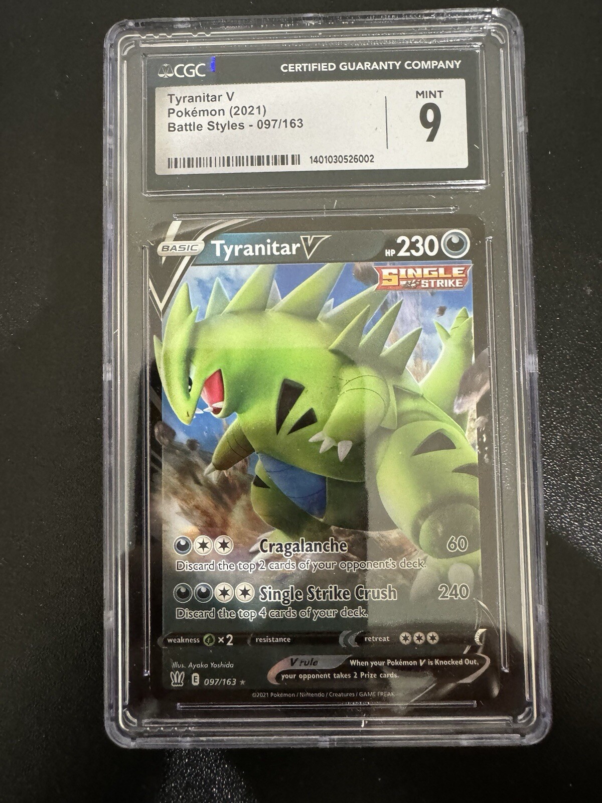 Pokemon Tyranitar V Battle Styles 97 Holo CGC Graded 9 Mint Not PSA Card