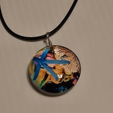 Starfish Double sided Pendant Charm / 17" 2" chain Necklace Rope .