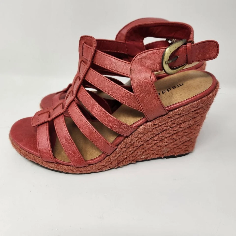 Sandalias de cuña alpargata rosa coral Madden Girl tacón para mujer talla 8,5 M J1 Foto 2 de 4