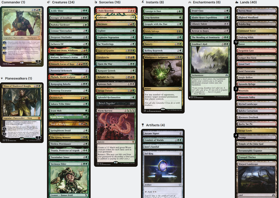 Mtg Recursion Partner Commander Lord Windgrace LAND RAMP RECURSION Attacking Magic MTG Commander Deck ...