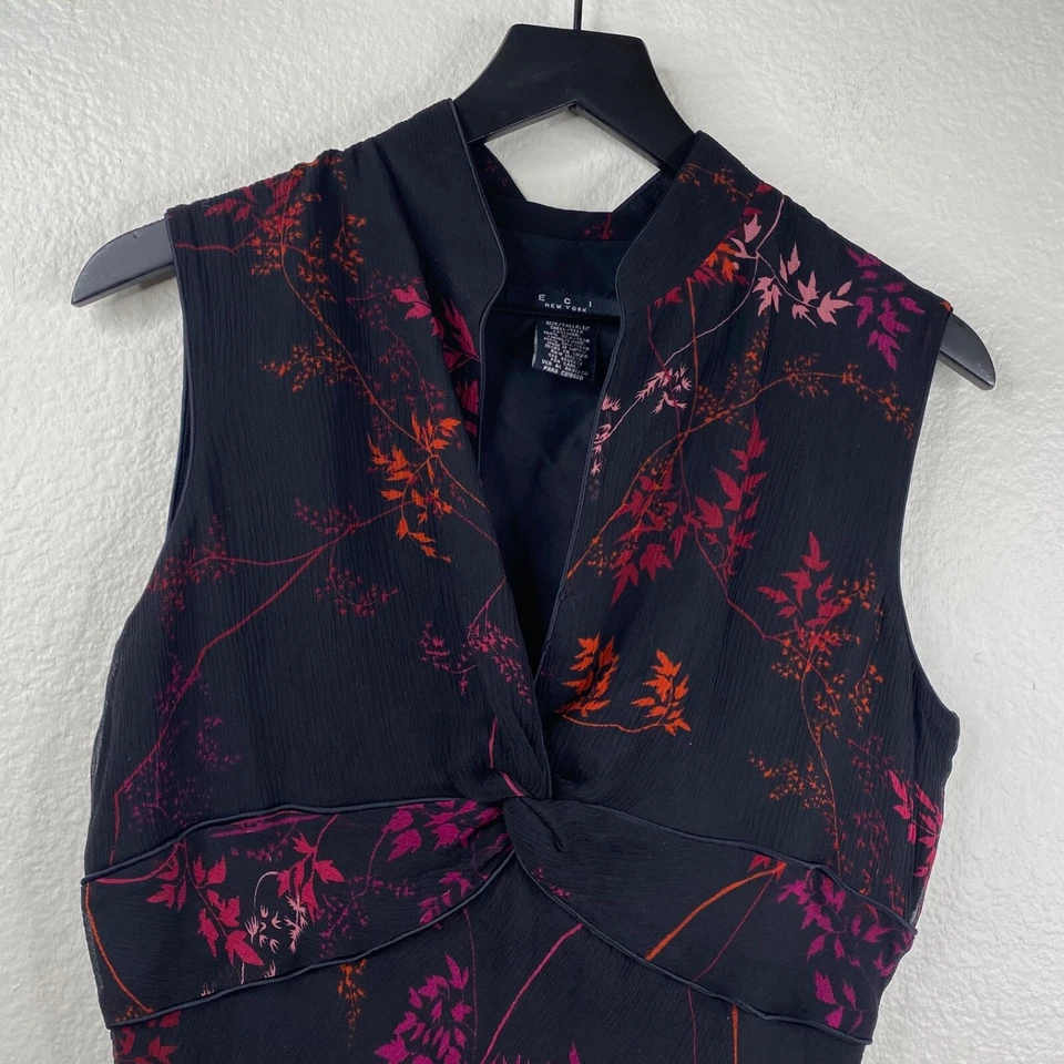 Vestido ECI New York Para Mujer Negro Talla 12 Babydoll Seda Floral Bosque Hada Capricho Foto 4 de 4