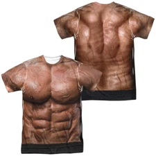 Muscle Costume Unisex Adult Halloween Costume T Shirt (Front/Back), S-3XL