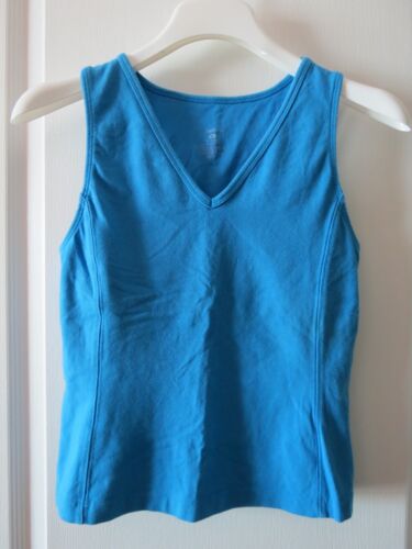 Ativa Cotton Stretch Blue V-Neck Racerback Shelf Bra Pullover Tank Top Size M