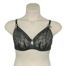 Fredericks Of Hollywood Lace U/W Full Coverage Soft Cup Bra 34DD Black Stye 4220