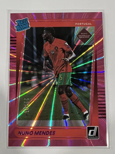 2021-22 Donruss Soccer Nuno Mendes Pink Pulsar SSP #'d 22/25 Rated Rookie RC