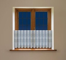 KAFFEE NETZVORHANG, Blumenpreis pro Meter Tropfen 30 cm - 12" aufhängerfertig weiß