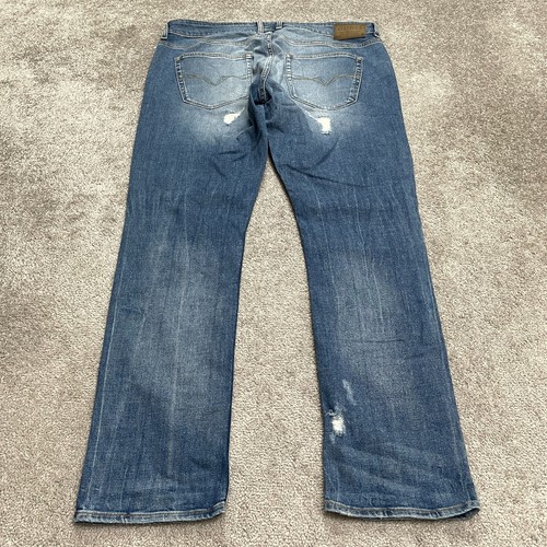 Guess Slim tapered Distressed Denim Jeans Men 38 Blue Medium Wash Stretch Casual - Picture 2 of 20