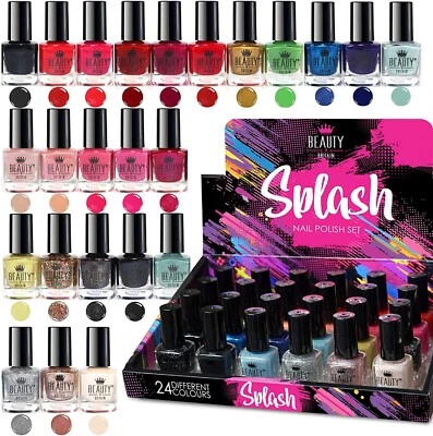 Splash 24 x Nail Polish Varnish Set 48 Different Modern Colours Quick Drying UK