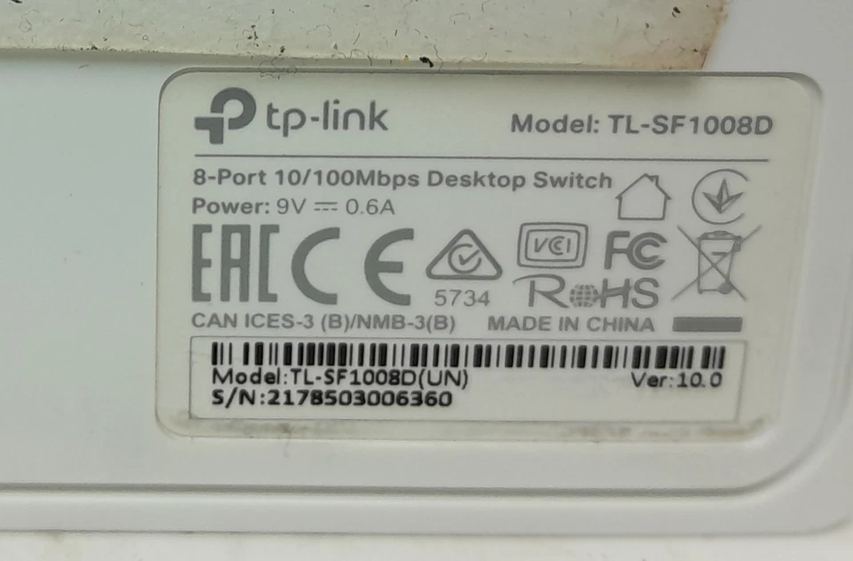 Joblot2x TP-Link TL-SF1008D Ver 6.1 & Ver 10 - 8-Port 10/100Mbps Desktop Switch - Image 3 of 4