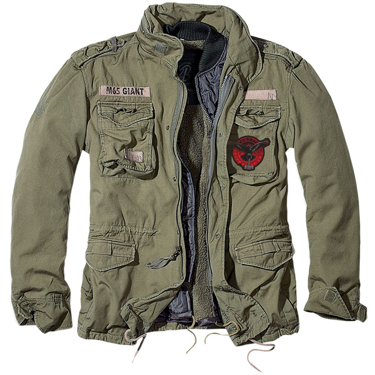 M65 Giant Jacke Odins Raben mit Thors Hammer Größe S M XL oliv