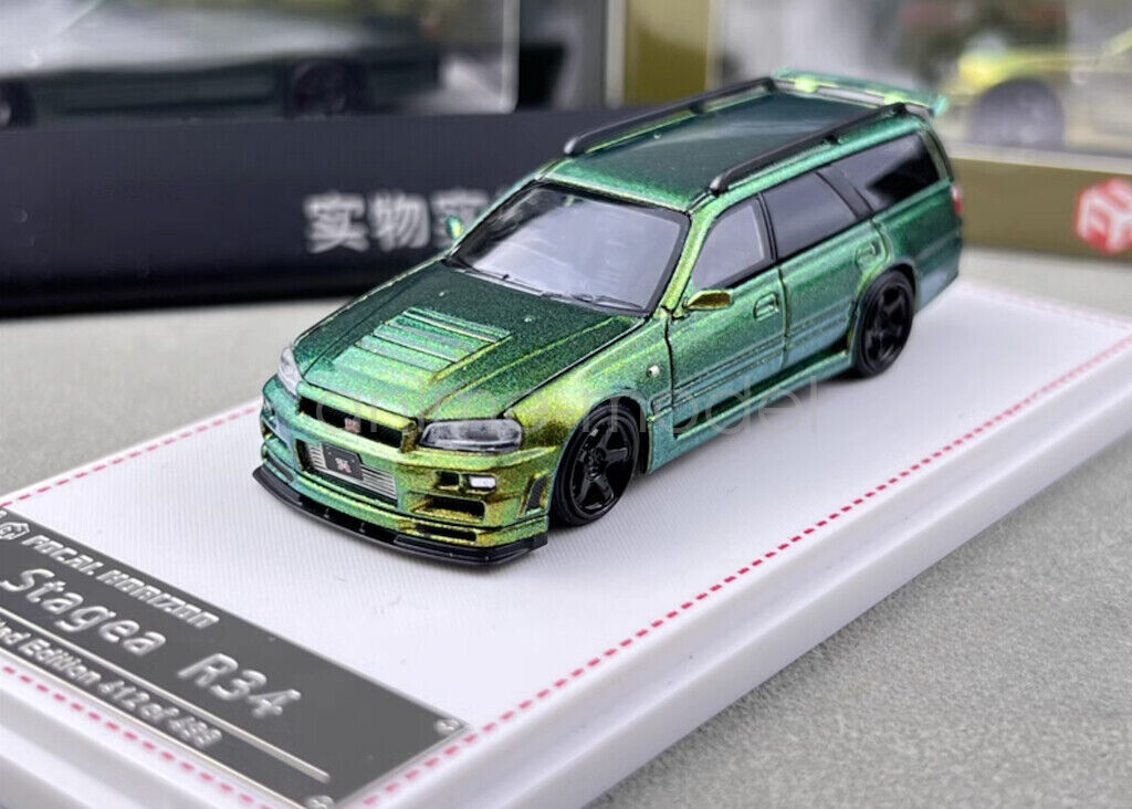 FH 1:64 Green Stagea Wagon Skyline GTR R34 WC34 260RS Diecast