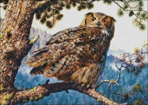 Chart Needlework DIY - Counted Cross Stitch Patterns -Great Owl - Picture 2 of 2