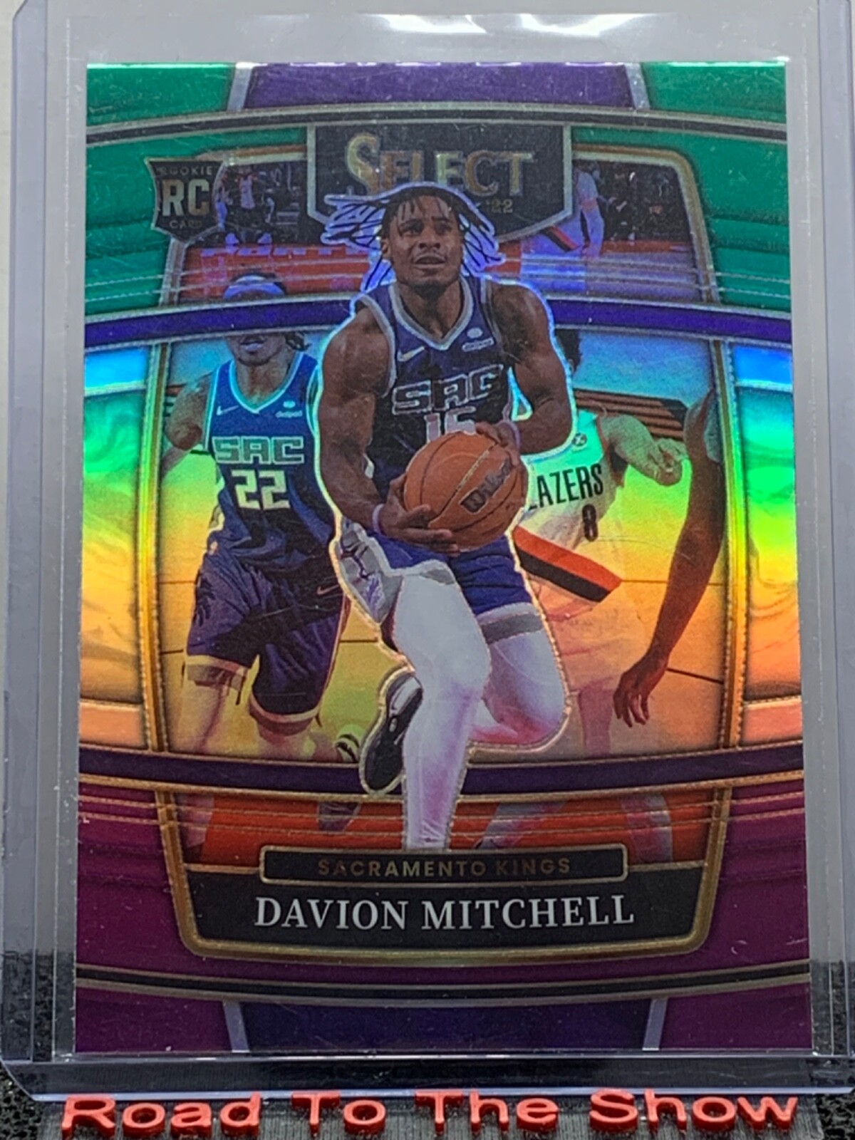 2021-22 Panini Select Davion Mitchell RC #23 Green White Purple Prizm