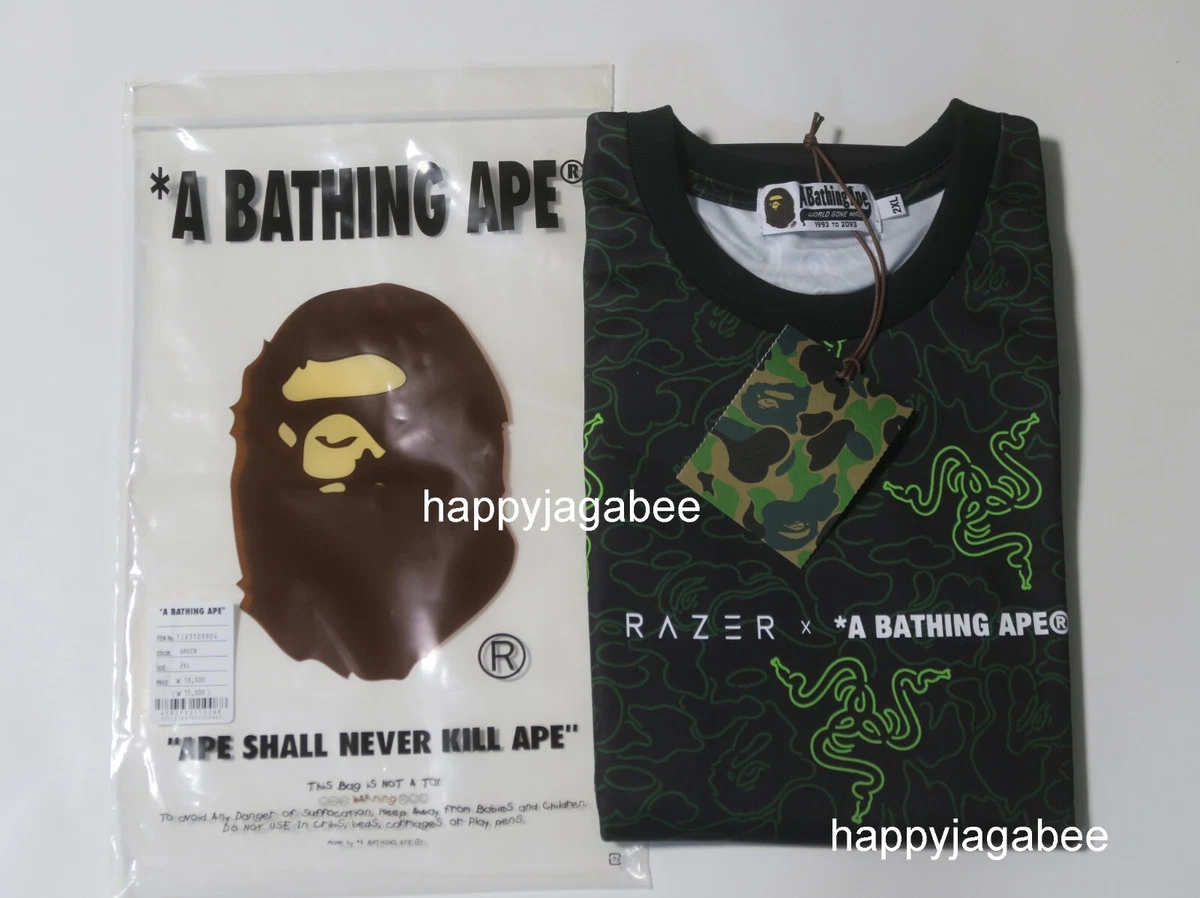 A BATHNIG APE Men's BAPE x RAZER NEON CAMO TEAM TEE Green 1I23109904 New