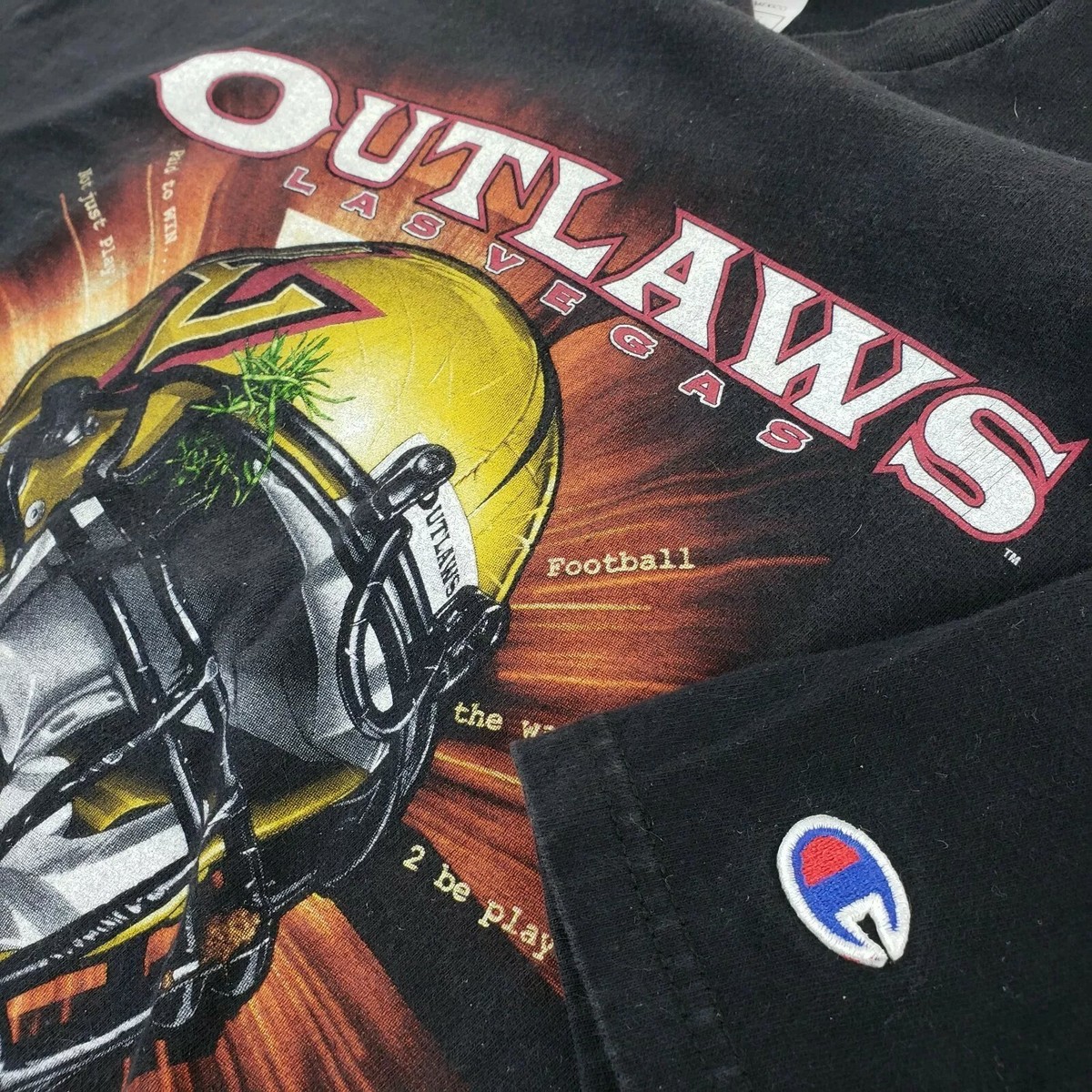 Vintage 2001 XFL Las Vegas Outlaws Shirt Champion Large WWF
