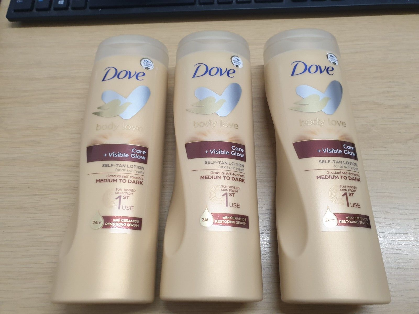 3 X Dove Care + Visible Glow Self Tan Lotion Medium To Dark 400ml £19.99