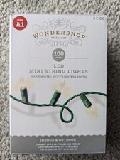 Wondershop 100ct Blanc Chaud LED Lisse Mini Chaîne Lumineuse avec Fil Vert NEUF
