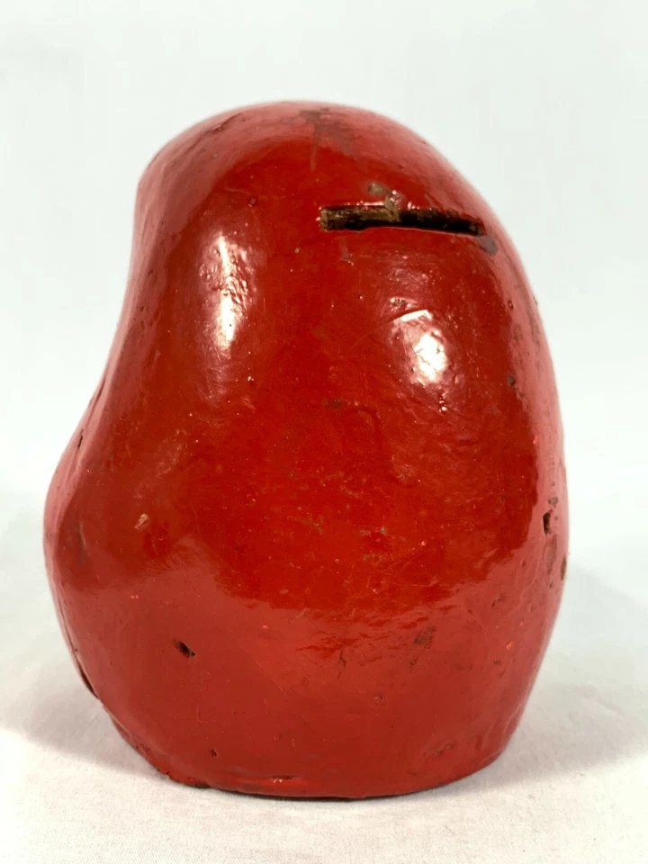 Banco de monedas Hime Daruma Japón estudio cerámica antigua principios del siglo XX Meiji/Taisho Foto 4 de 4