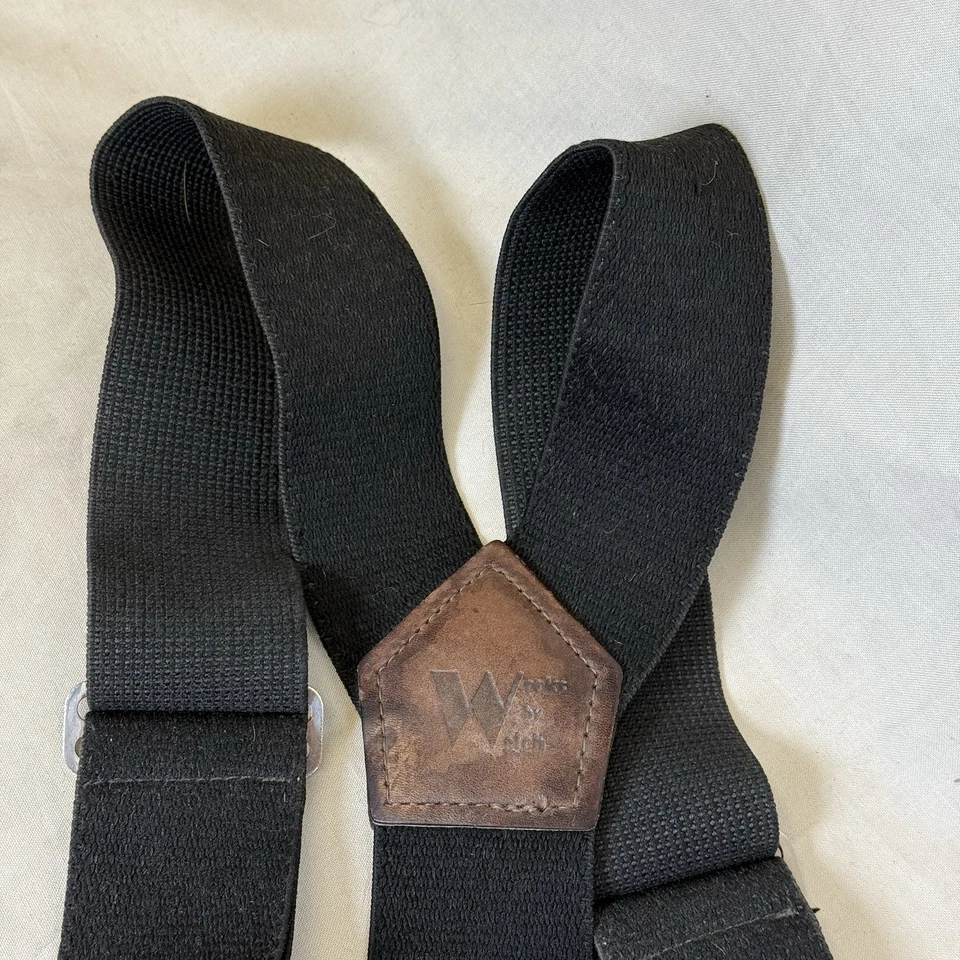 Welch X-Back Cuero Botón Accesorio Trabajo Tirantes Cuero Elástico - Negro Foto 2 de 4