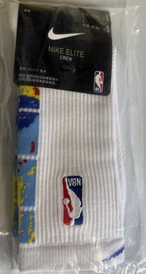 Nike NBA ELITE Quick Crew Basketball Socks Size L One Pair (White &Stripe)Colors