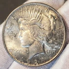 * 1924 P * BU UNC DARK ORIGINAL TONED RARE 90% SILVER PEACE DOLLAR #Q9