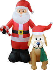 5 FT Tall Lighted Christmas Inflatable Santa Claus with Cute Dog