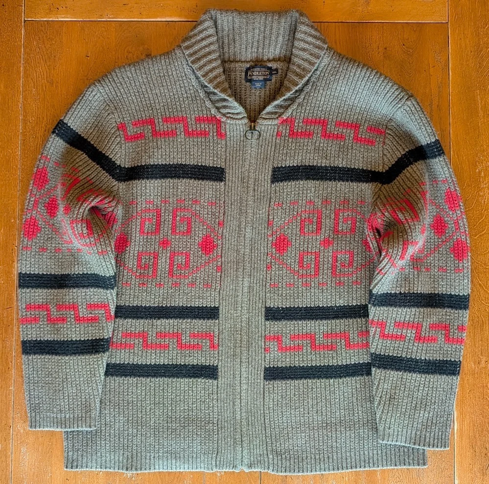 Cárdigan Pendleton Westerley | XXL | Taupe/Rojo | Excelente Estado