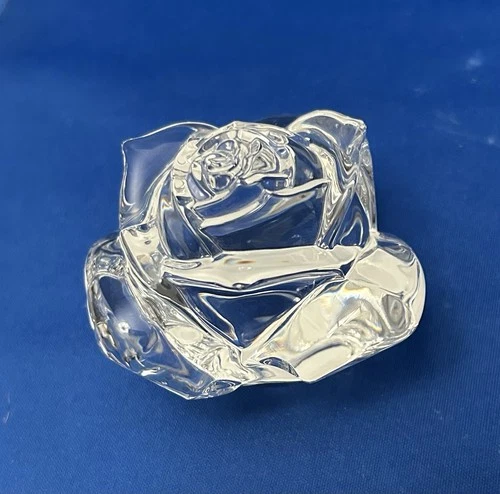 Vintage Waterford Crystal Ireland 3" Clear Rose Paperweight - Floral Beauty