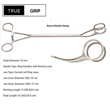 Rocco Nodule Clamp 10mm Shaft Curved Left Jaws w/ Ratchet | 13.25″ Surgical Tool