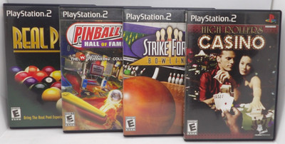 PS2 Gaming Game Bundle of 4: High Rollers Casino, Strike Force Bowling, Etc...