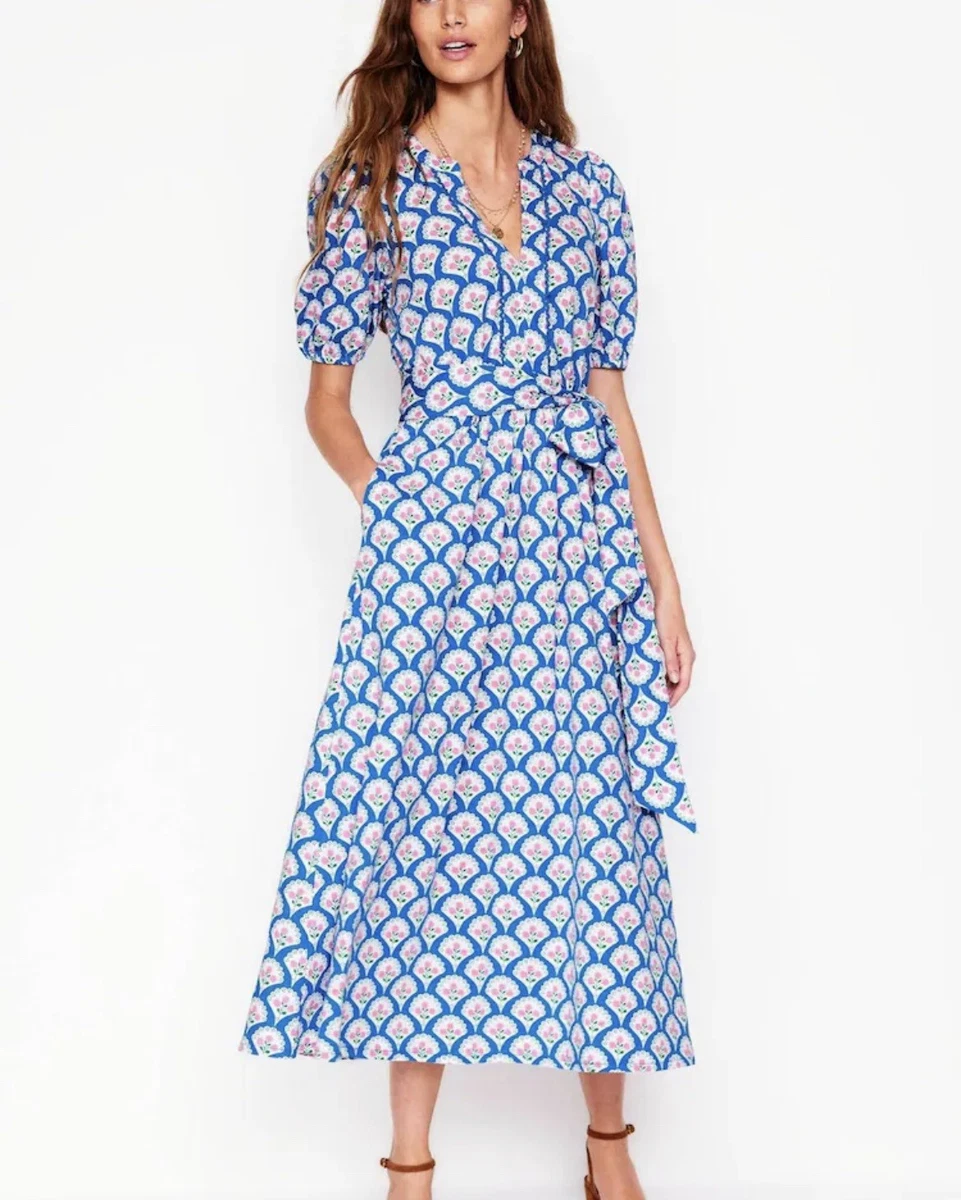 Boden Tartan Maxi Dress Jenna Mid Length Dress In TEAL MULTI White Stuff US