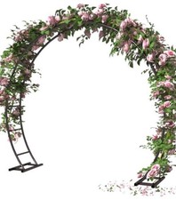 Queension Metal Arch Backdrop Stand 8Ft Wide 7Ft High, Wedding Arch 7FT Black