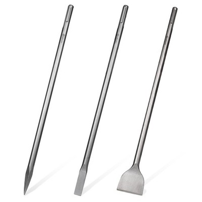 24'' SDS Plus 3pc Set  1 Inch Flat Chisel, Point Chisel and 3 Inch Scaling Ch...
