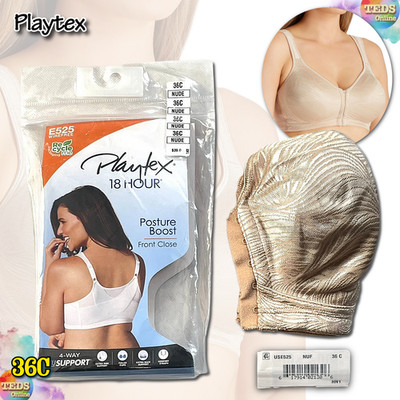 NWT Playtex Women's 36C 18-Hour Posture Boost Front Close Wireless Bra E525