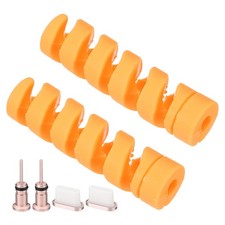 6Pcs Type-C Dust Plugs Earphone Dust Plugs Cap with Cable Protector, Yellow Pink