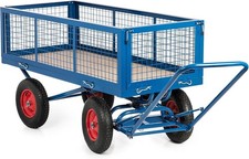 Heavy Duty 1000kg Turntable Platform Trolley Cart Mesh Sides Pneumatic Wheels